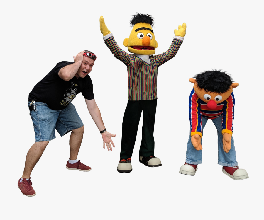 Personbert And Ernie From Sesame Street And A Man, Transparent Clipart