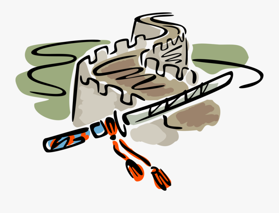 Vector Illustration Of The Great Wall Of China Fortification, Transparent Clipart