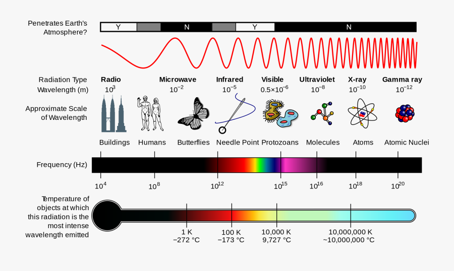 From Radio Waves To Gamma-rays - Type Of Electromagnetic Radiation Has The Longest Wavelength, Transparent Clipart