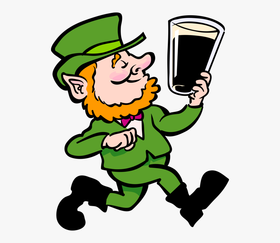 Vector Illustration Of St Patrick"s Day Irish Leprechaun - Pint Of Guinness Cartoon, Transparent Clipart