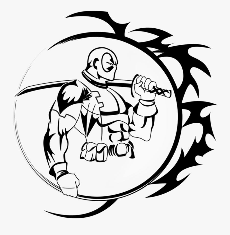Deadpool Tattoo By Rox Clipart Royalty Free - Deadpool Black And White, Transparent Clipart