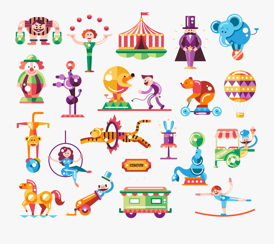Flat Design Circus Carnival Illustration - Carnivalillustration, Transparent Clipart