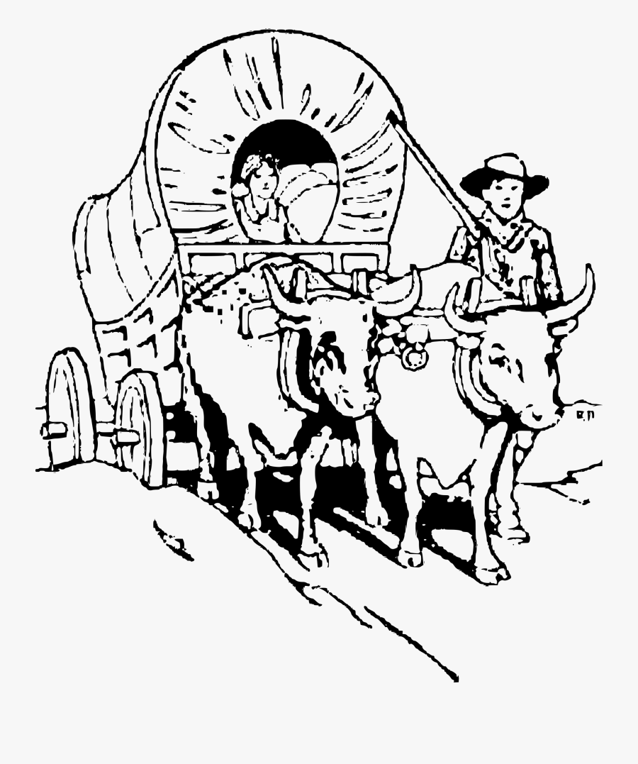 Pioneer Clipart Wagon Train - Covered Wagon Clipart Black And White, Transparent Clipart