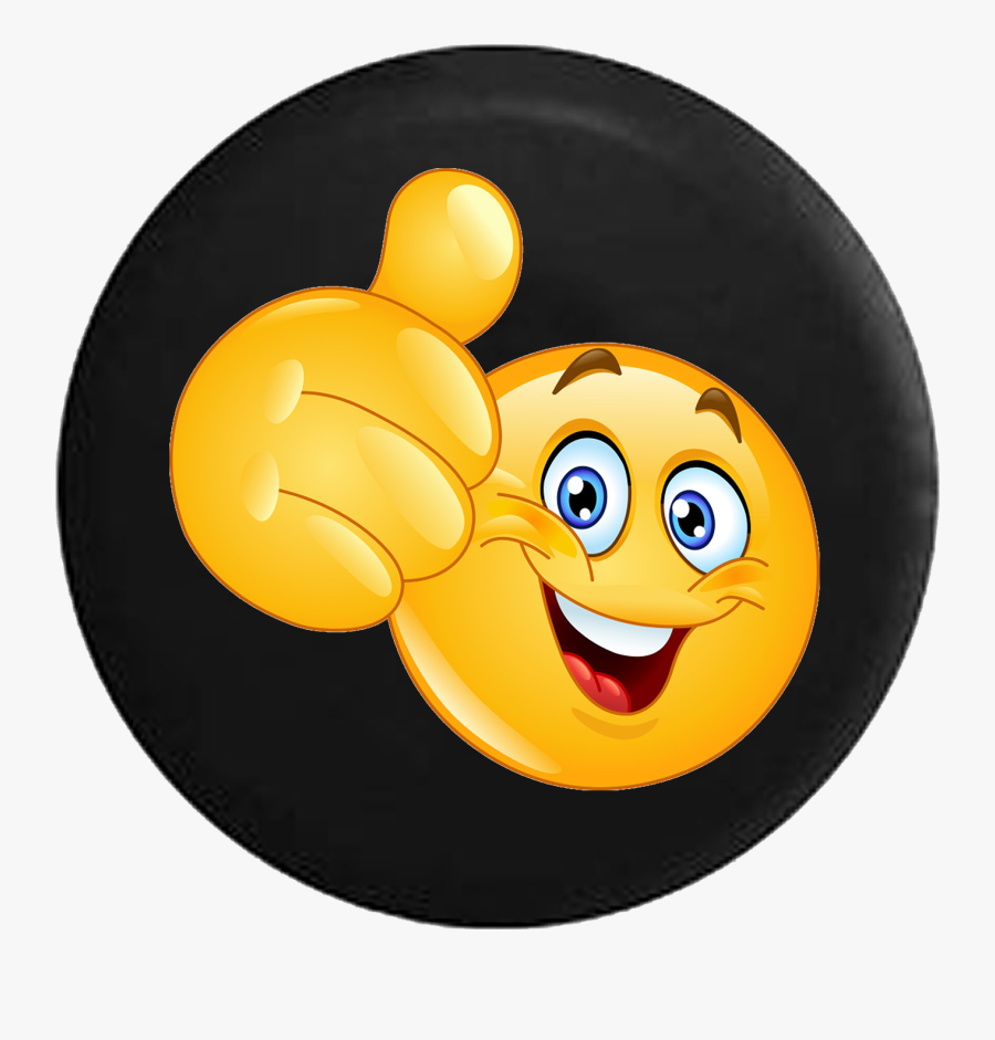 Smiling Thumbs Up Emoji Text Jeep Camper Spare Tire - Black Thumbs Up Emoji, Transparent Clipart