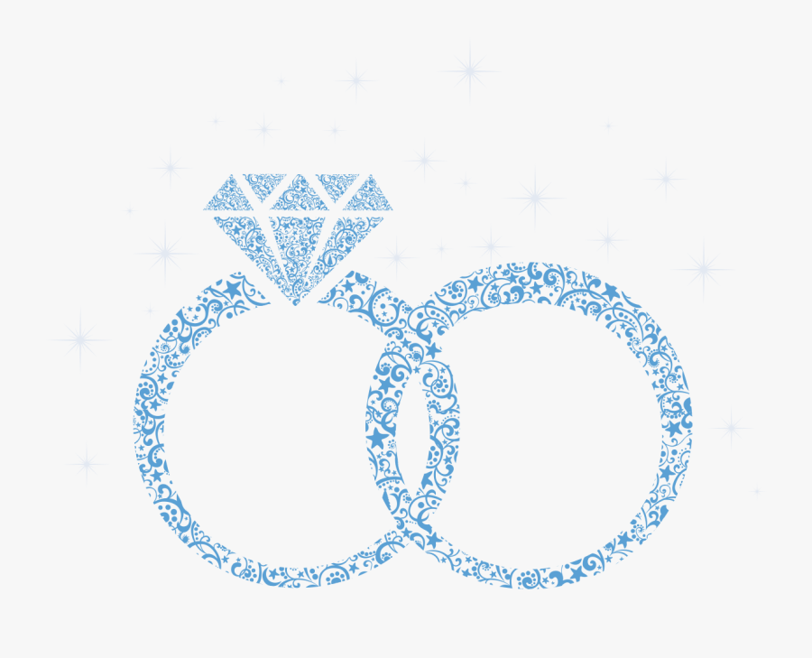 Blue Diamond Engagement Marriage Wedding Ring Clipart - Wedding Ring Cross Stitch Free Pattern, Transparent Clipart