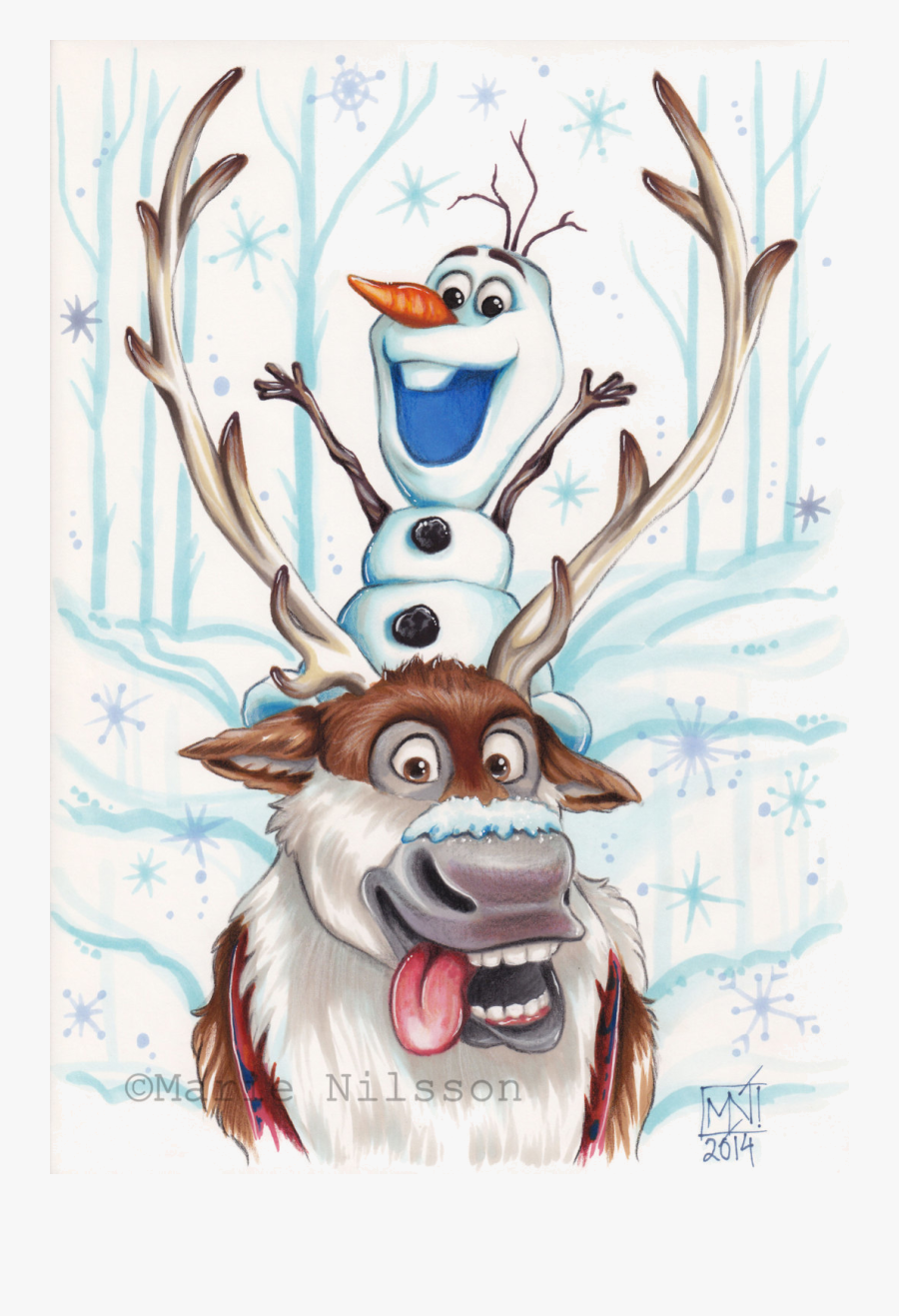 Olaf And Sven Clipart Free Cliparts Images On Transparent - Olaf And Sven Drawing, Transparent Clipart