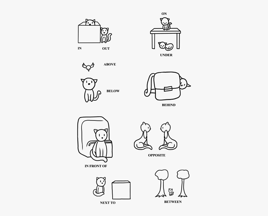 Image - Prepositions Of Place Clipart Black And White, Transparent Clipart