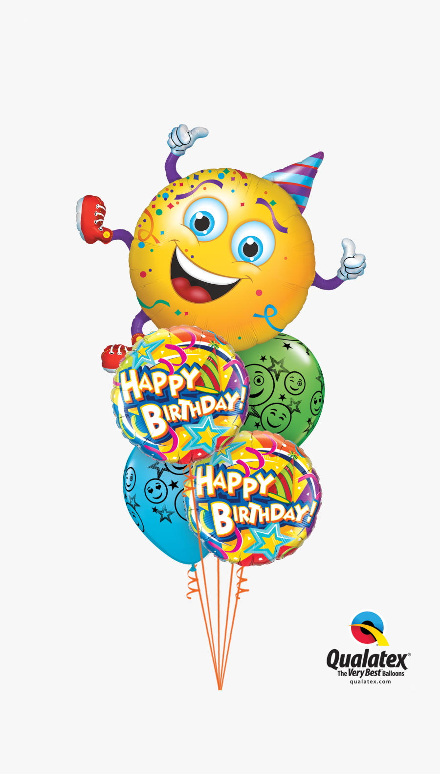 Classic Smiley Man Balloon Bouquet - Smiley Party Clipart, Transparent Clipart