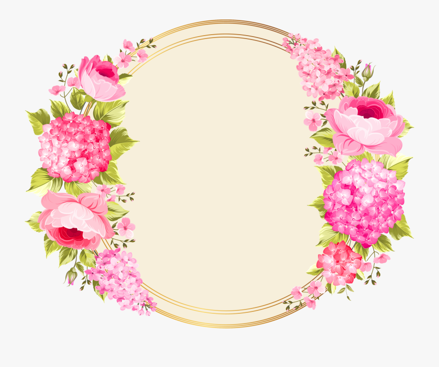 Pink Flower Circle Border , Transparent Cartoons, Transparent Clipart