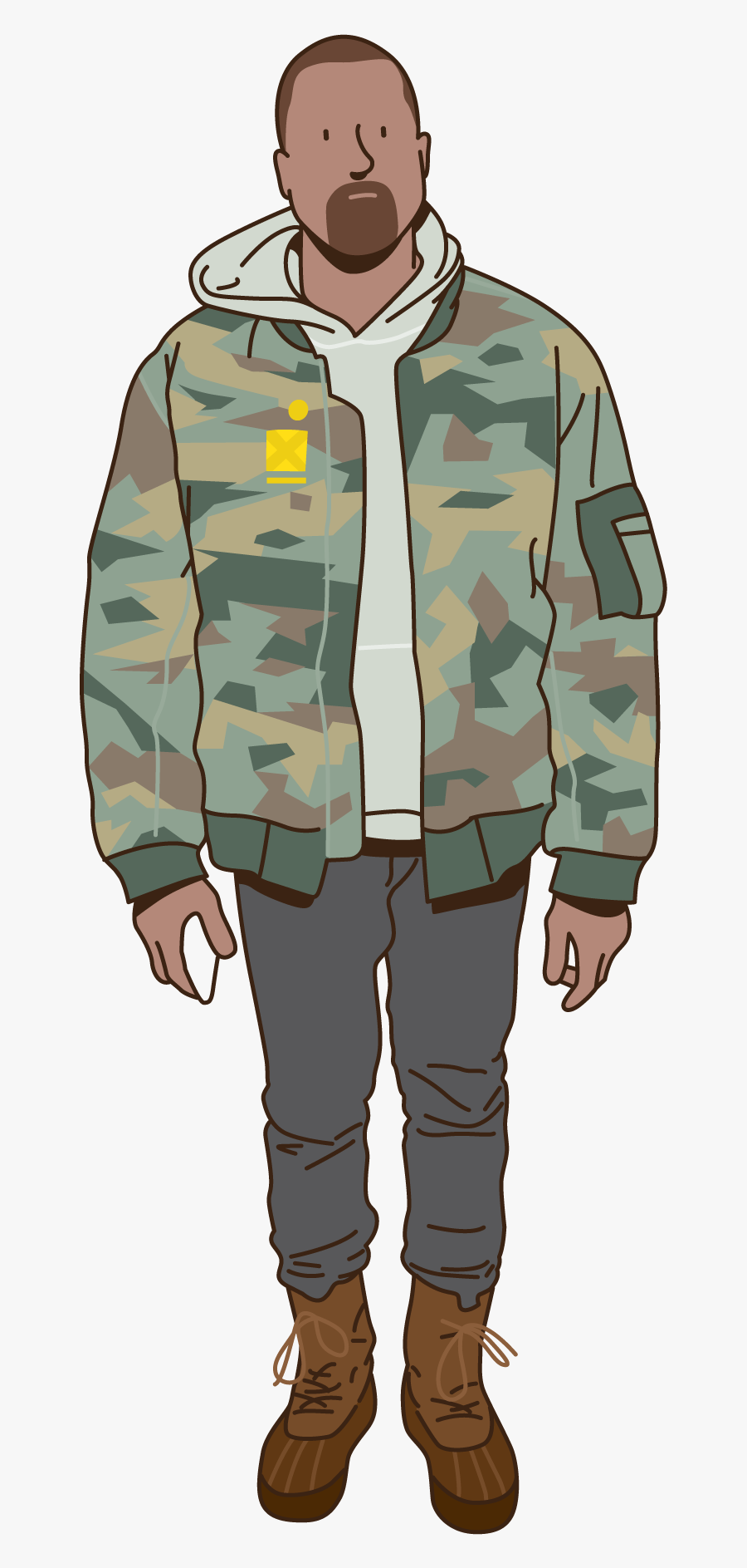Kanye West In Camouflage - Camouflage Jacket Vector, Transparent Clipart