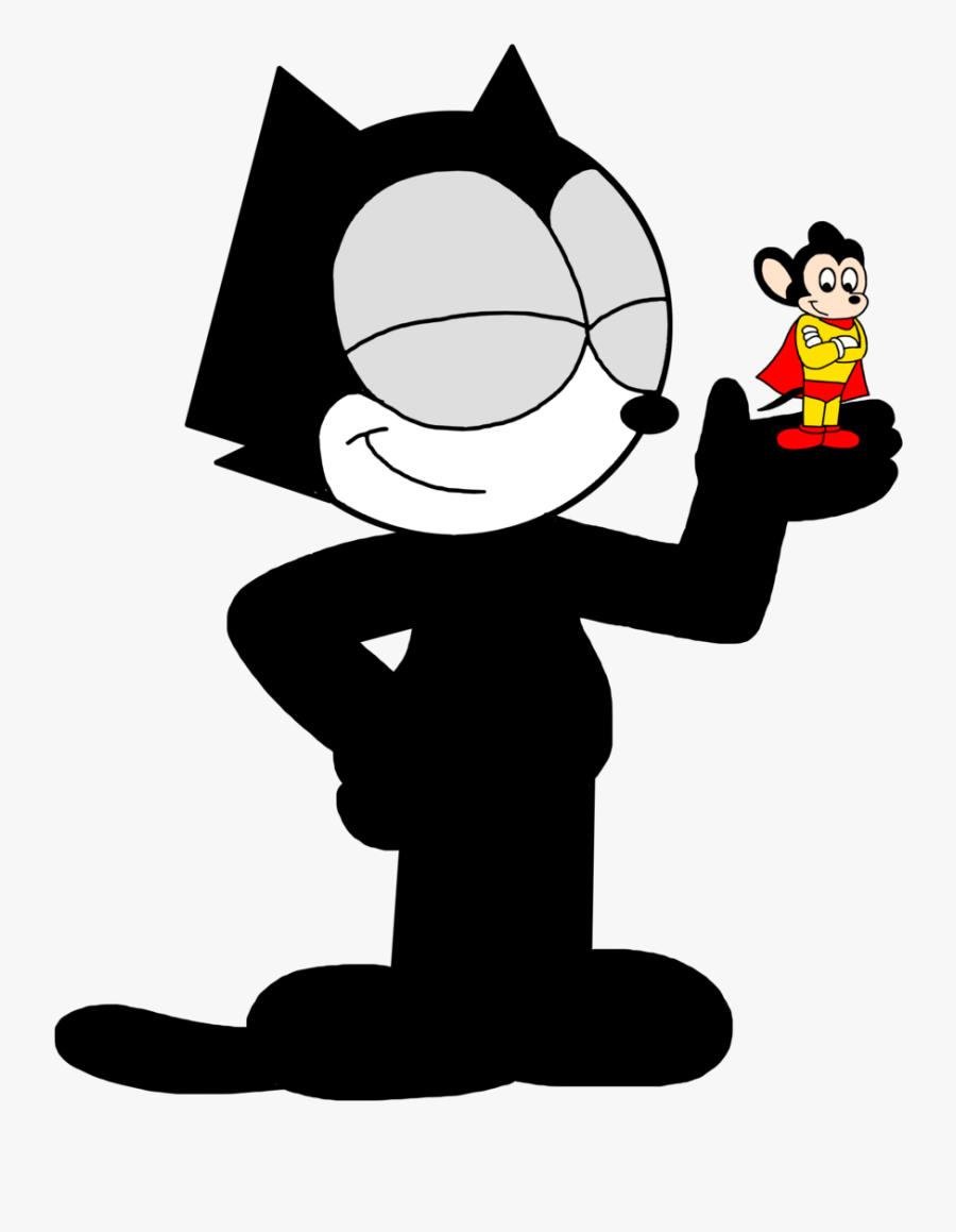 Felix With Mighty Mouse - Cartoon, Transparent Clipart