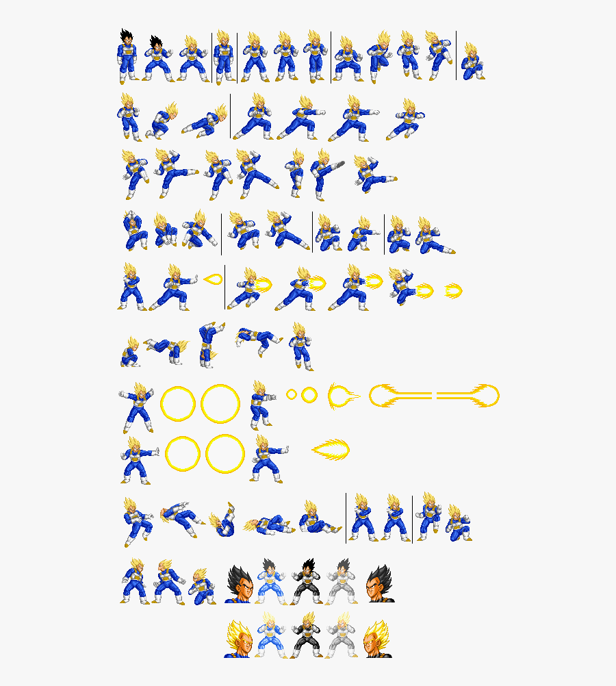 Vegeta Super Saiyan Sprite Sheet, Transparent Clipart