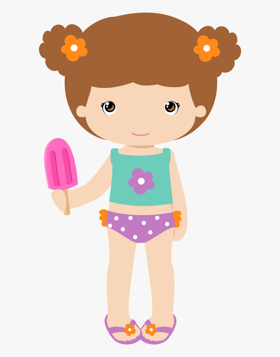 Cute Girl With And - Girls Pool Party Clipart, Transparent Clipart