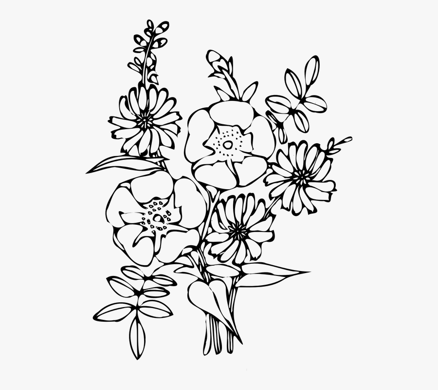 Sunflower Coloring Page 9, Buy Clip Art - Flower Bouquet Clipart Black And White Png, Transparent Clipart