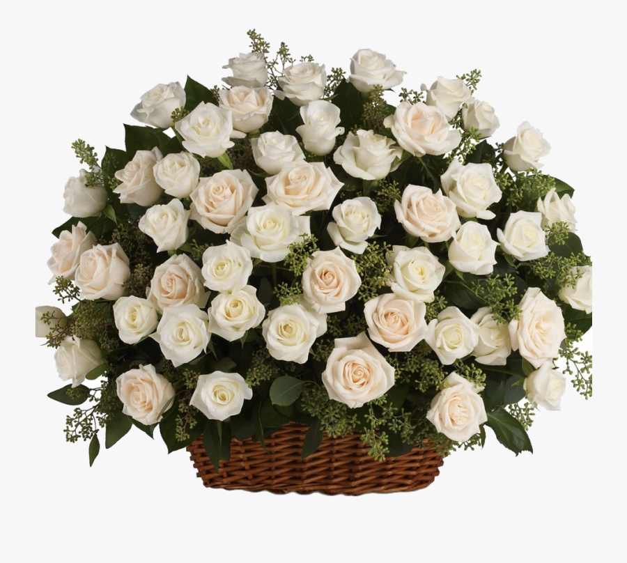 White Roses Png Hd Background - Flower Bouquet On Basket, Transparent Clipart