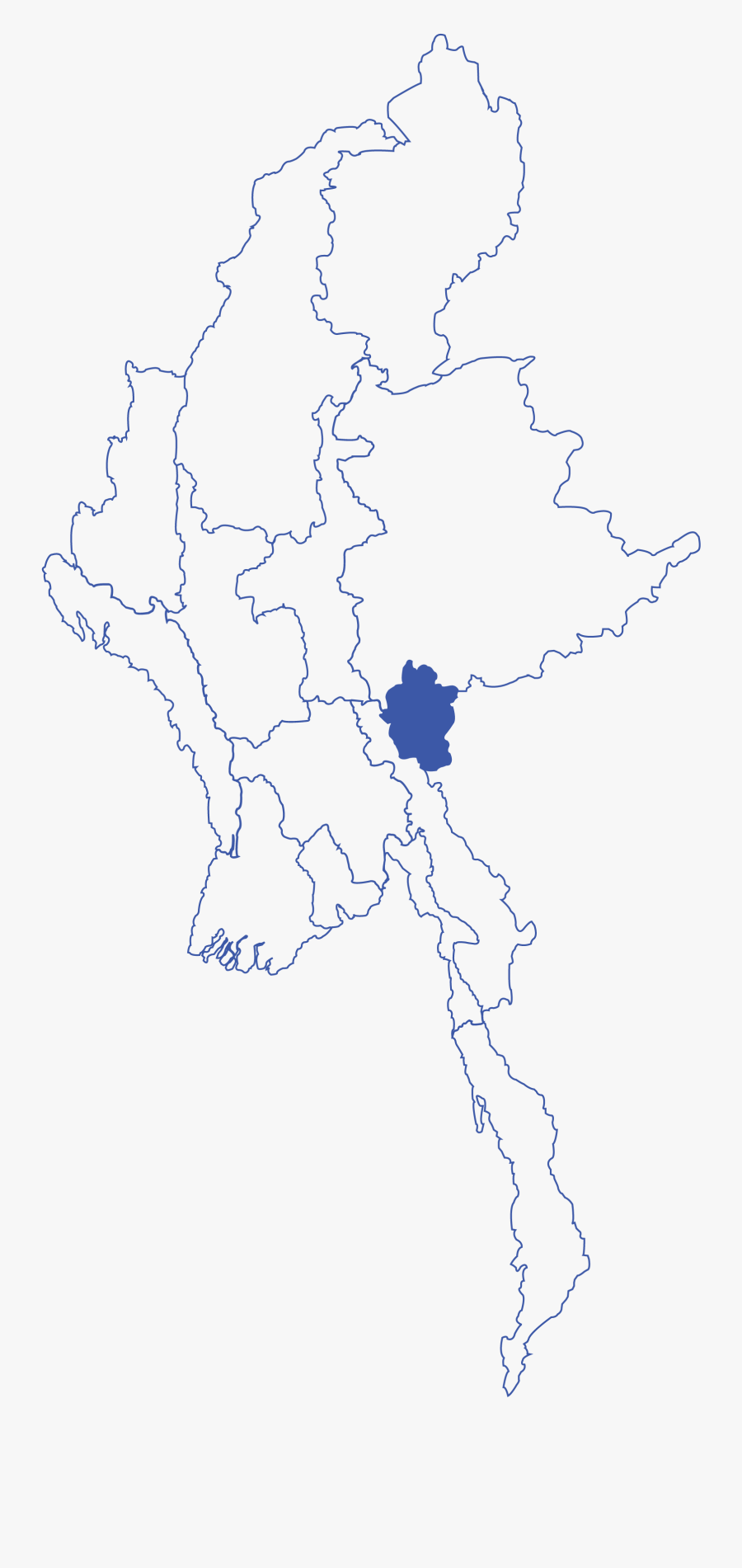 Myanmar Map Blue Line Png, Transparent Clipart
