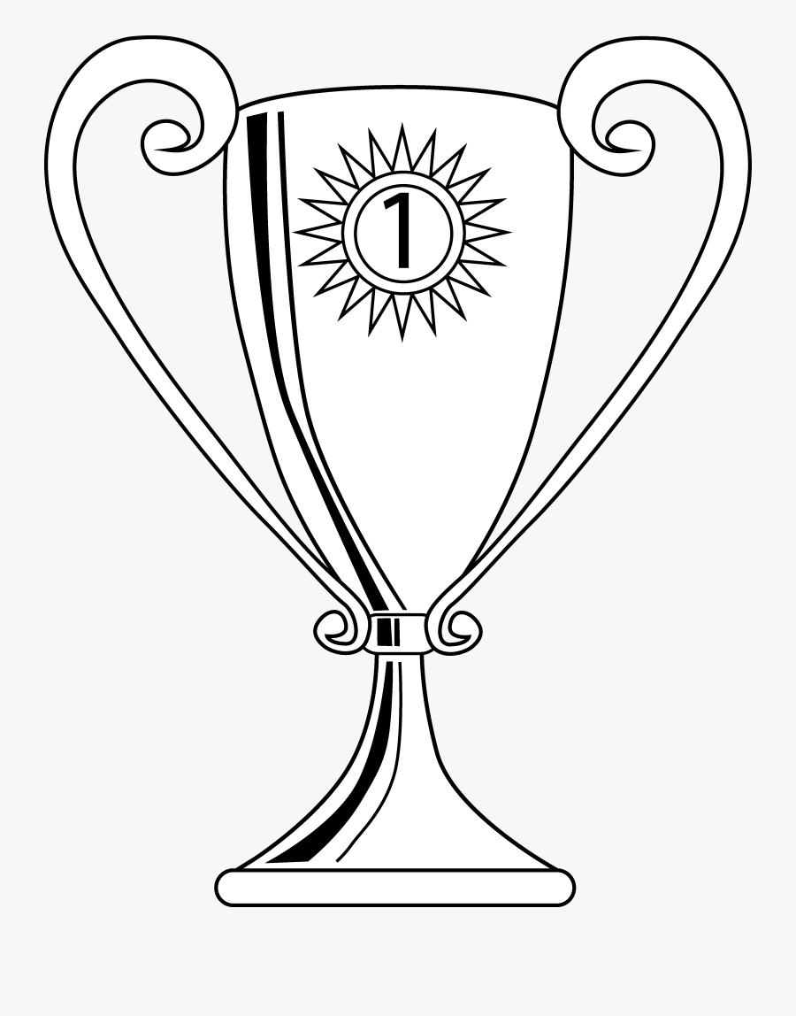 Winning Trophy Coloring Page - Win Cup Line Drawing, Transparent Clipart