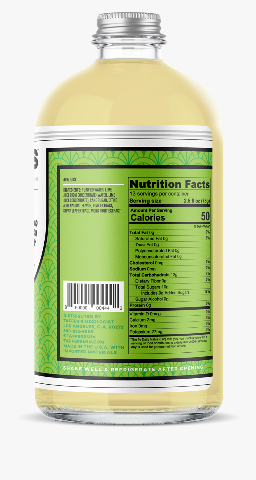 Margarita Mix - Taffer Mixology Nutrition Facts, Transparent Clipart