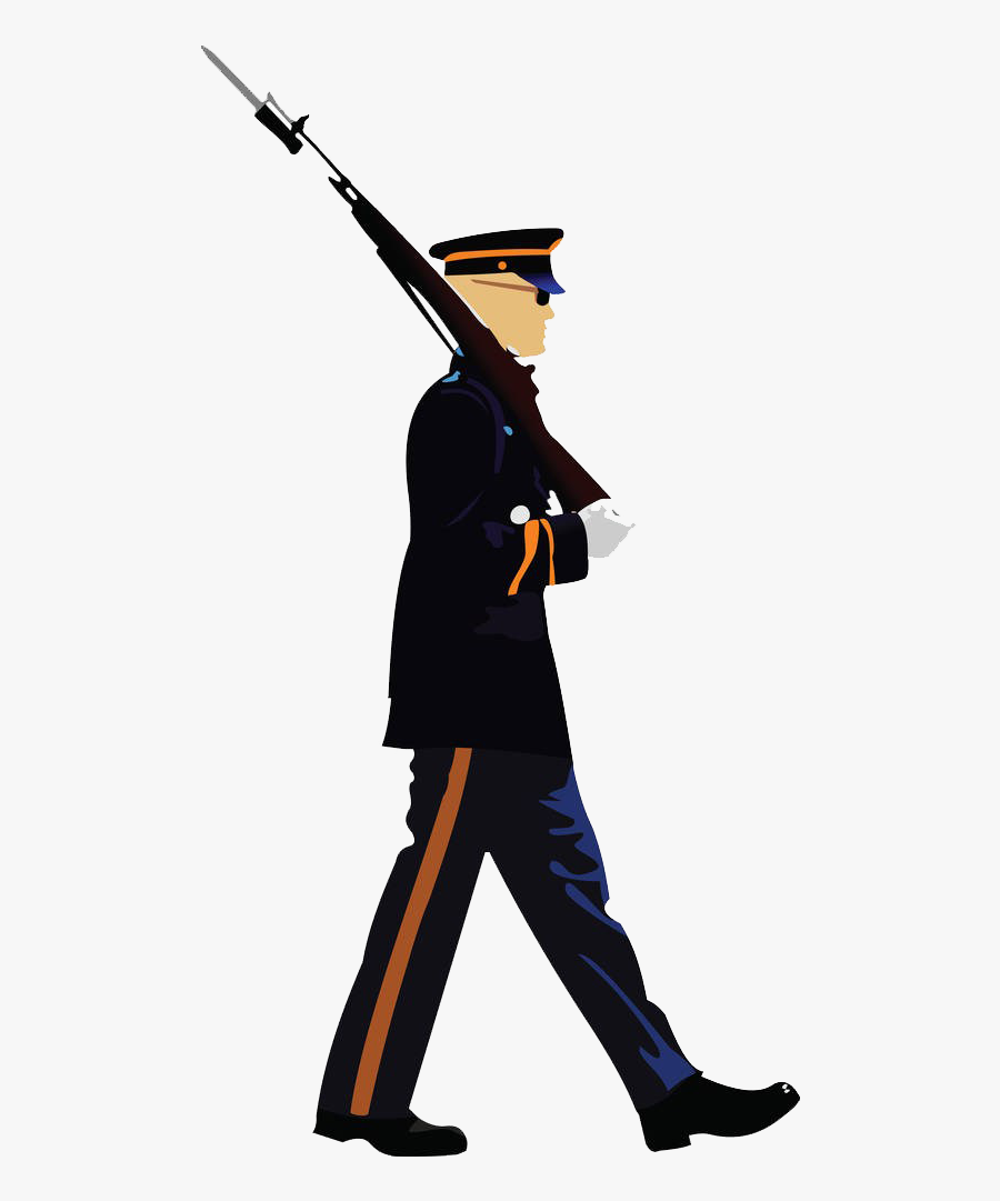 Military Clipart Military Marching - Soldier Marching Silhouette, Transparent Clipart