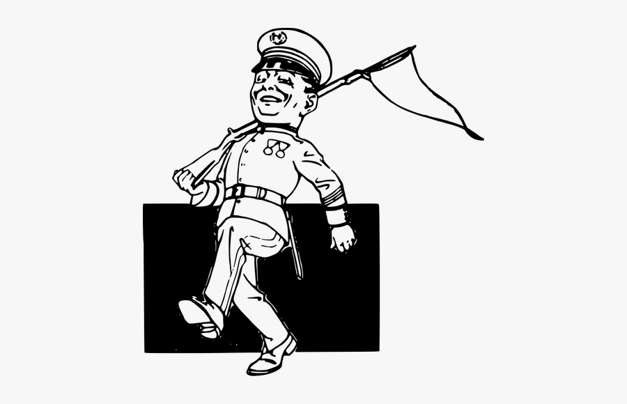 Happy Solider Vector Image - Desenat Un Soldat Cu Un Steag, Transparent Clipart