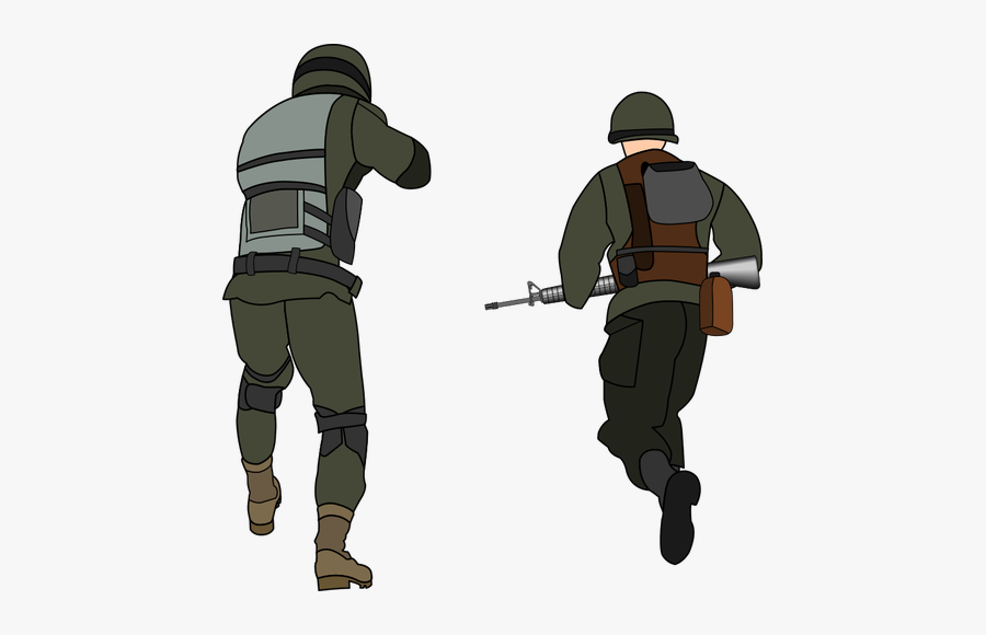 Soldiers Attacking - Soldier From The Back Cartoon, Transparent Clipart