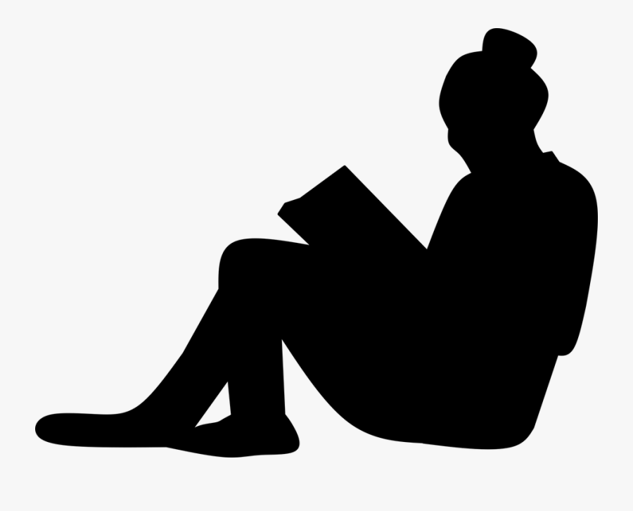 Silhouette, Woman, Reading, Book, Sitting - Silhouette People Reading Png, Transparent Clipart