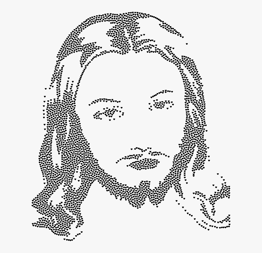 Jesus Christ Face Silhouette Hearts Black - Jesus Christ Face Png, Transparent Clipart