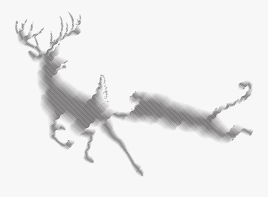 Deer And Mountain Lion Silhouette Waves - Clip Art, Transparent Clipart