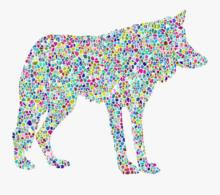 Polyprismatic Tiled Wolf Silhouette 2 Clip Arts - Silhouette, Transparent Clipart