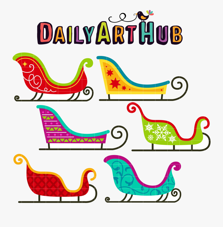 Sleigh Snow Clip Art Set Transparent Png - Floral Antler Clip Art, Transparent Clipart