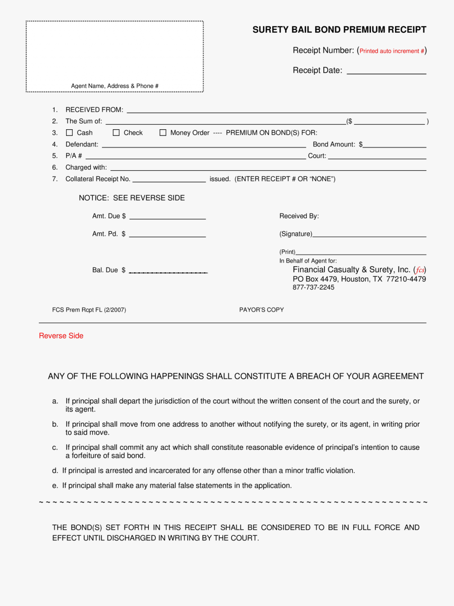 Court Bail Bond Receipt Template, Transparent Clipart