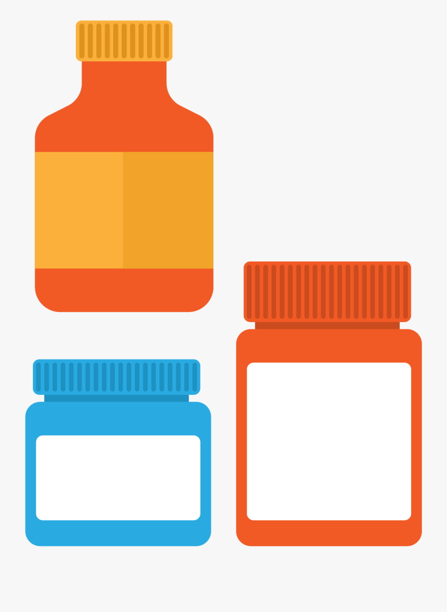 Hospital Flat Design - Vector Pill Bottle Png, Transparent Clipart