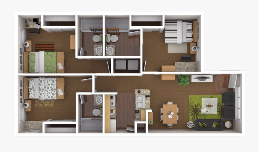 3 Bedroom 3 Bathroom House Design, Transparent Clipart