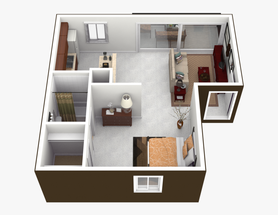 3d Furnished - Floor Plan, Transparent Clipart