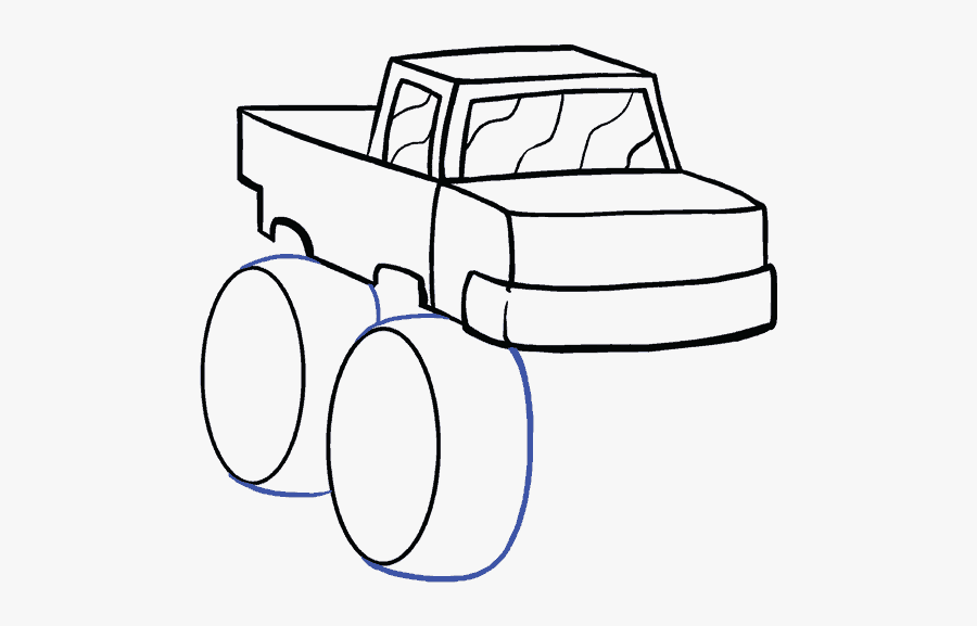 How To Draw A - Easy Monster Truck Drawing, Transparent Clipart