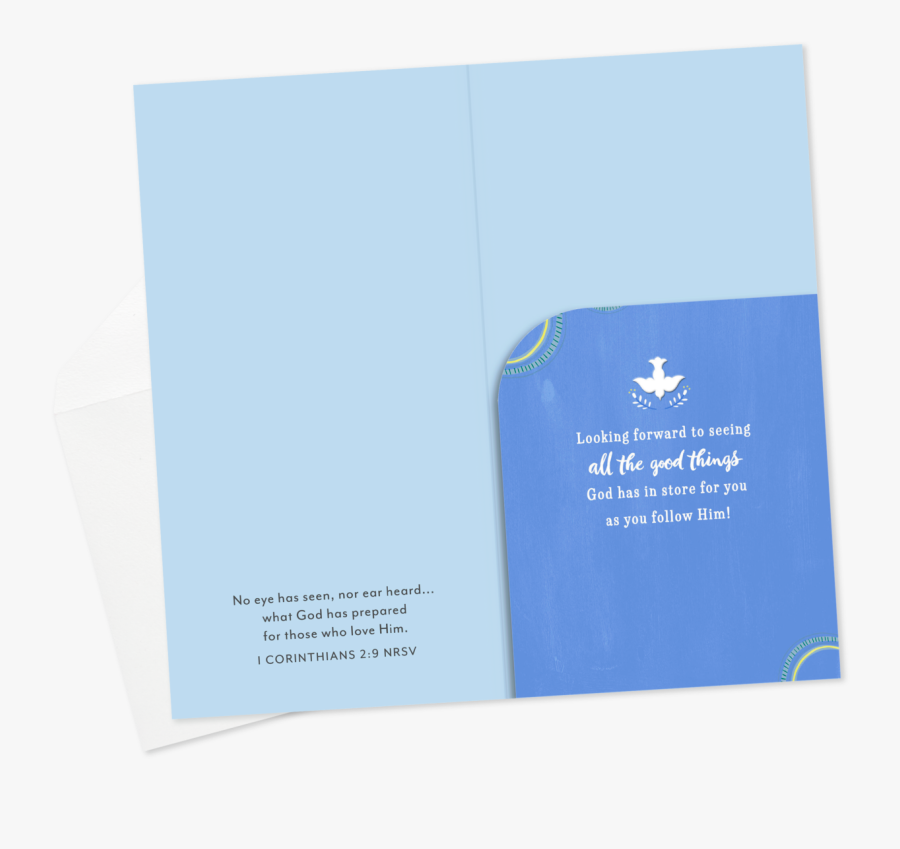 Blue Cross With Dove Confirmation Money Holder Card - Art Paper, Transparent Clipart