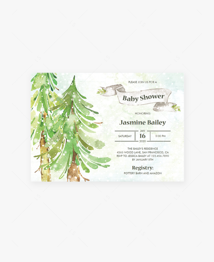 Transparent Winter Forest Png - Forest Invitation Template, Transparent Clipart