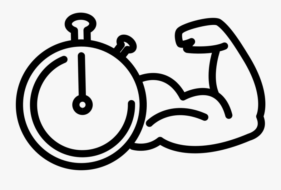 Gymnast Muscular Arm Outline With A Timer - Women's Empowerment Symbol, Transparent Clipart