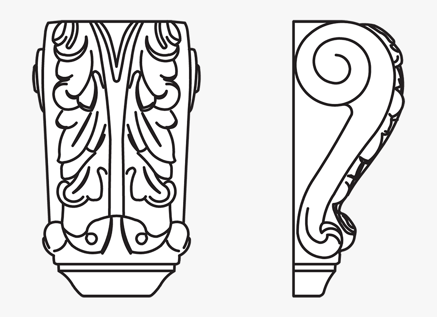 150375 Solid Wood Corbel - Line Art, Transparent Clipart