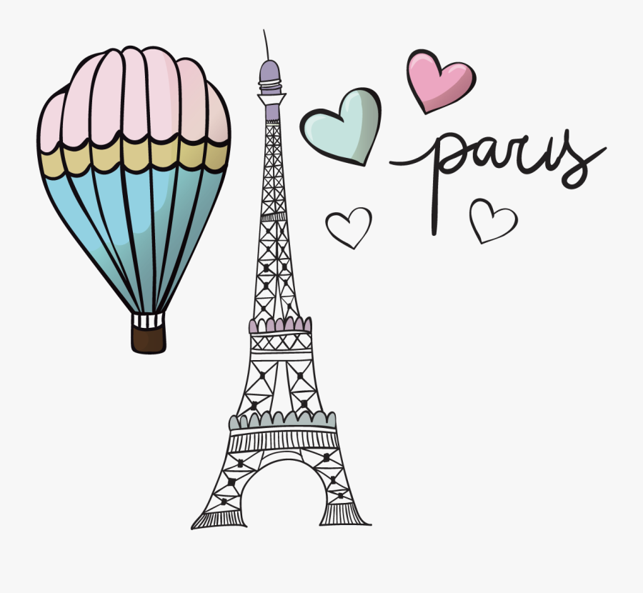 Eiffel Tower Balloon Clip Art - Torre Eiffel Com Coracao Png, Transparent Clipart