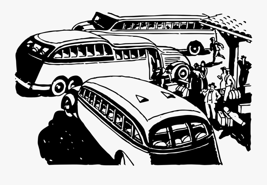 Automobile Buses Cross The Nation - Buses Black And White Clipart, Transparent Clipart