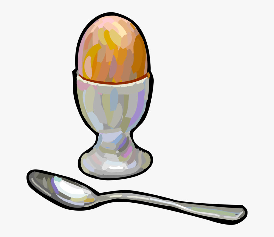 Vector Illustration Of Hard Boiled Egg With Spoon, Transparent Clipart