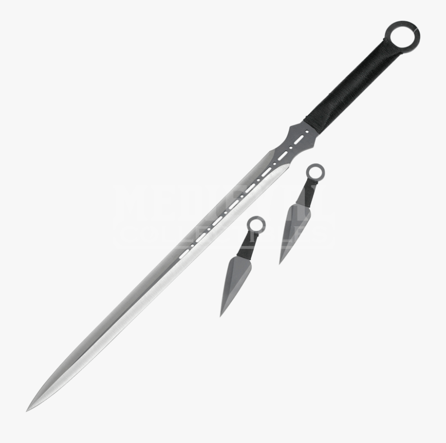 Excalibur Drawing Double Edged Sword - Double Edged Ninja Sword, Transparent Clipart
