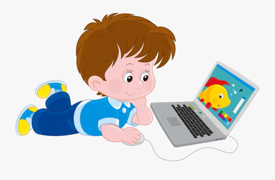 Kid Clipart Technology Boy On A Computer Drawing , Free
