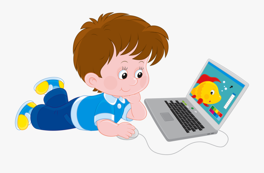 Kid Clipart Technology - Boy On A Computer Drawing, Transparent Clipart