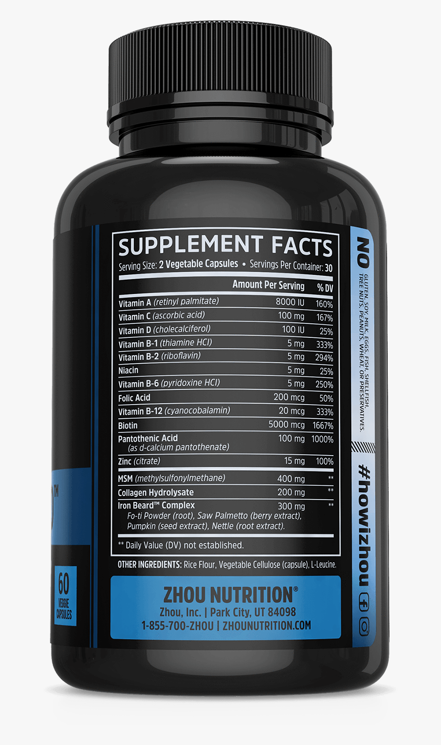 Zhou Nutrition Iron Beard Hair Growth Formula - Berberine Amazon, Transparent Clipart