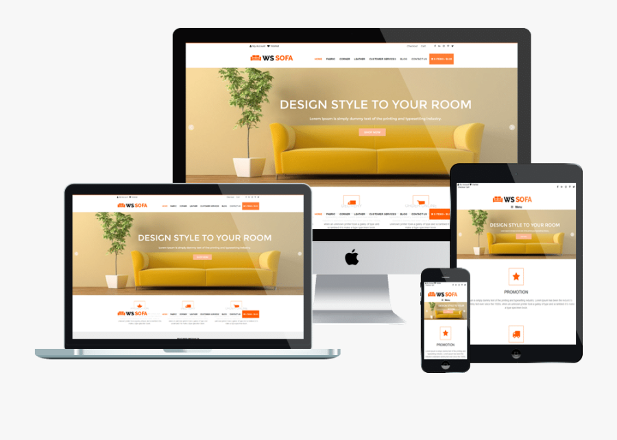 Clip Art Ws Sofa Free Responsive - Digital Marketing Website Mockup, Transparent Clipart