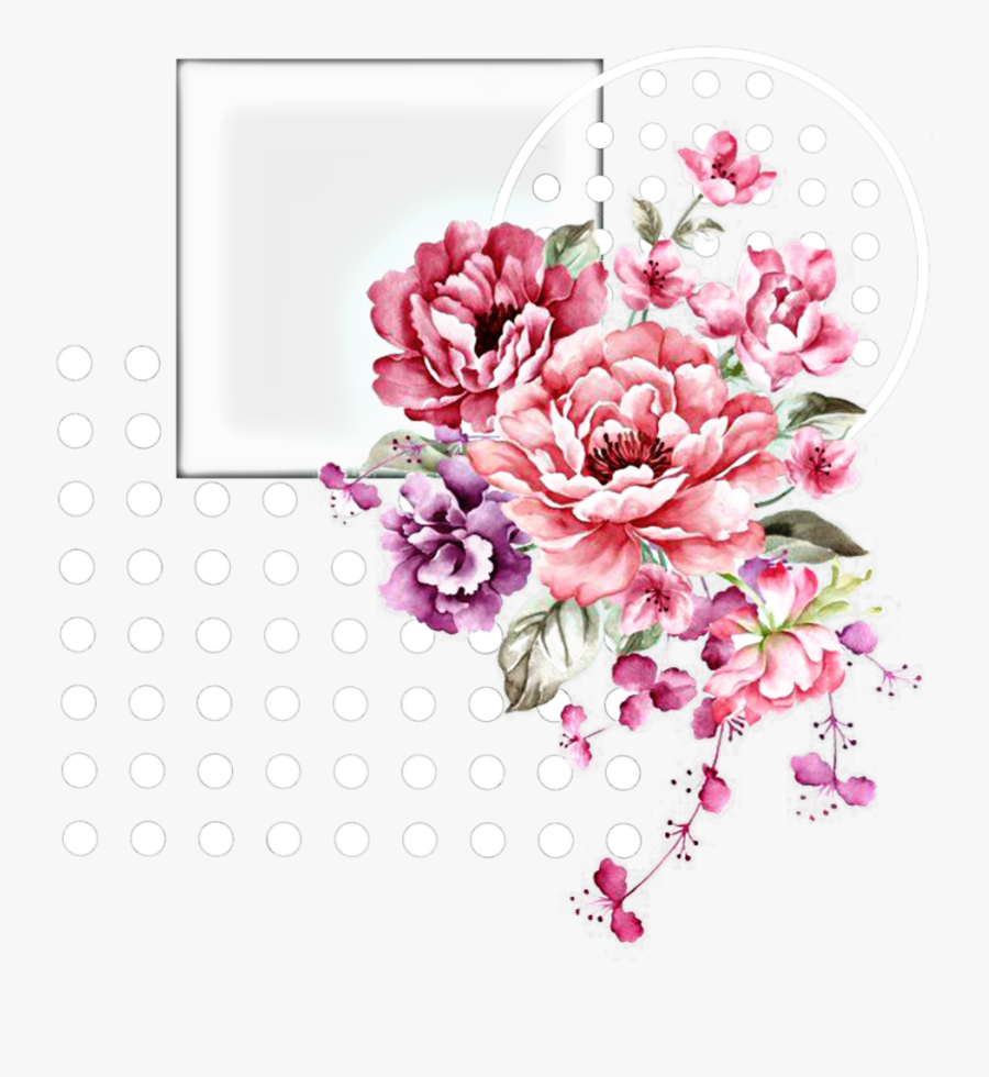 #shapes #frame #shapes #cadre #aesthetic #white #blanc - Pink Watercolor Flowers Png, Transparent Clipart