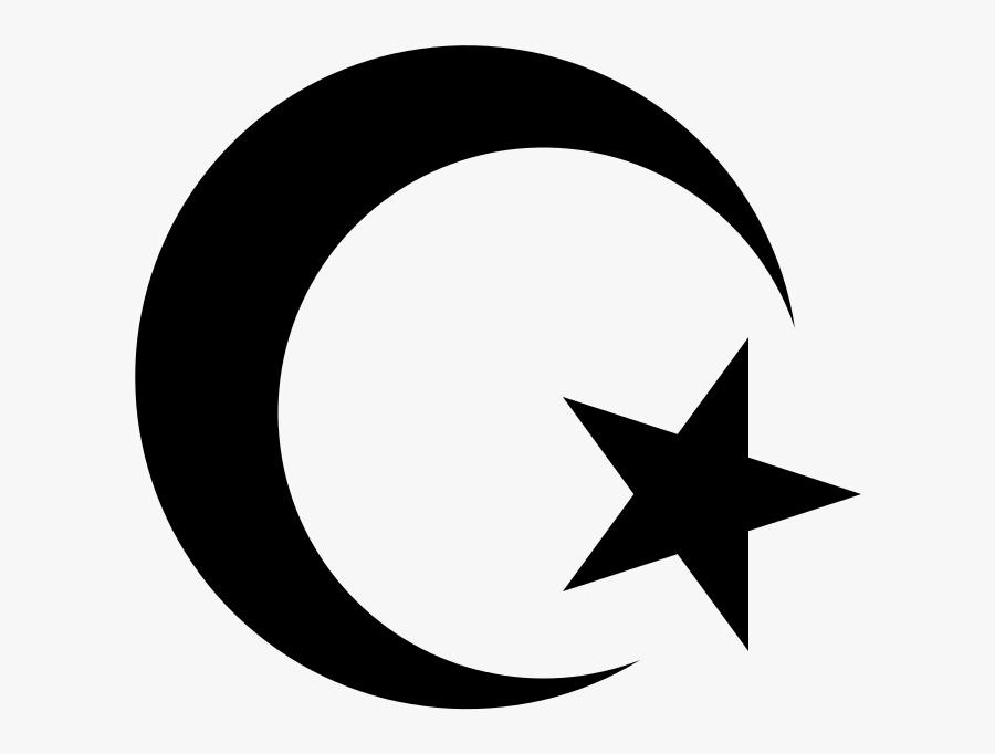 And White,clip Art,logo,line Art,illustration - Crescent Moon And Star Png, Transparent Clipart