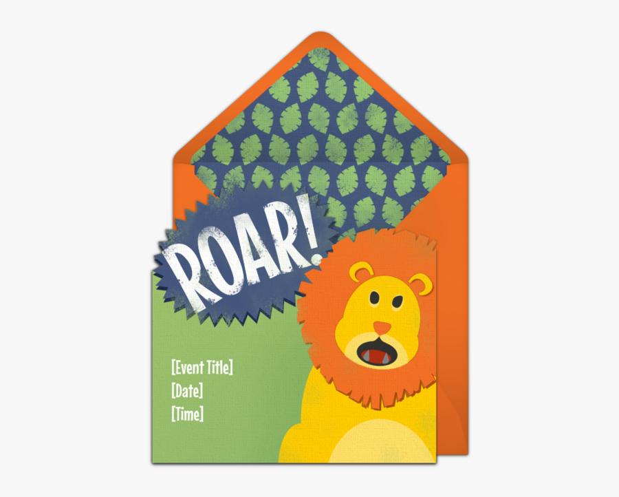 Clip Art Free Roaring Lion Invitations - Jungle Birthday Invitations Diy, Transparent Clipart
